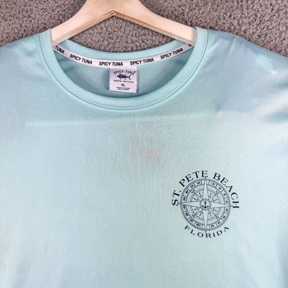 NEW Spicy Tuna St Pete Beach Shirt Men XL‎ Blue Performance Fishing Tee NWT $50 - Picture 2 of 15